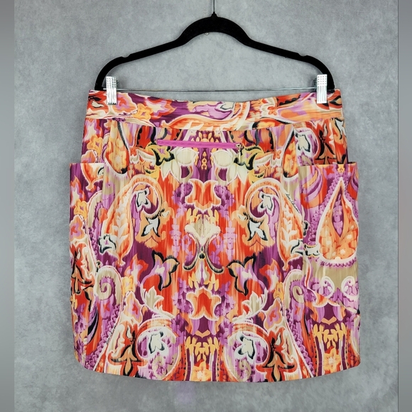 CHICO'S Skort Paisley Print Active Athleisure Golf Tennis Multicolor Size 14 - Picture 4 of 10